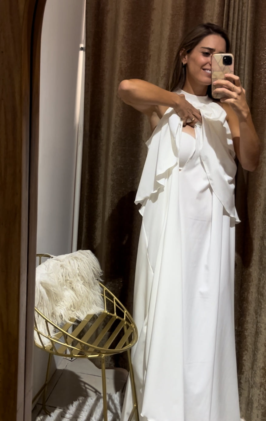 Vestido Ariel de maternidad y lactancia blanco blanco largo