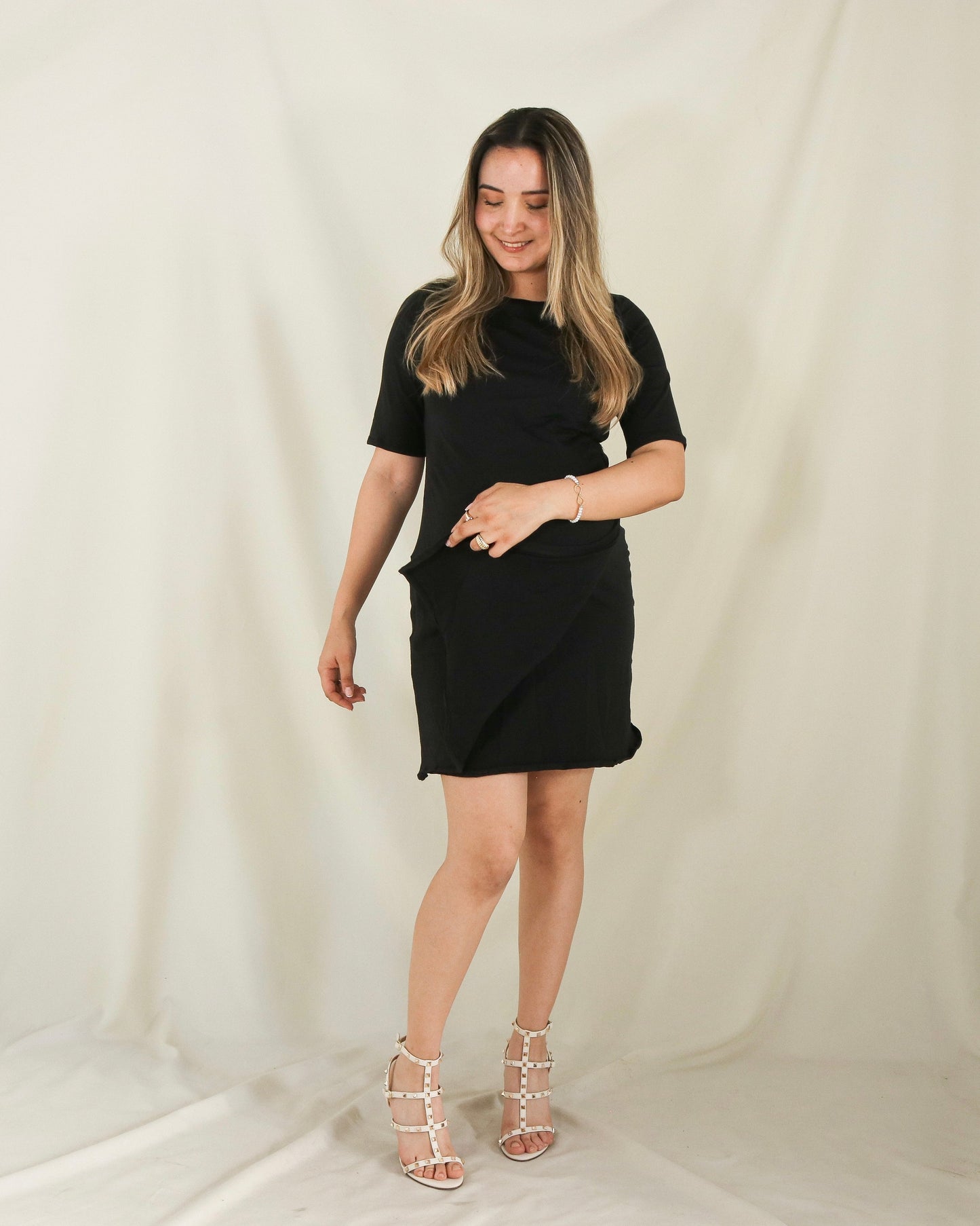 Vestido de maternidad y lactancia negro,  algodón Belinda