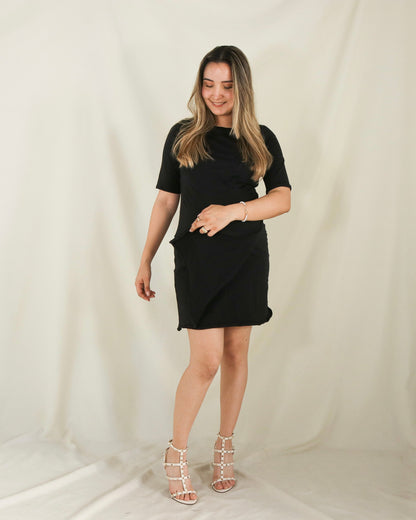 Vestido de maternidad y lactancia negro,  algodón Belinda