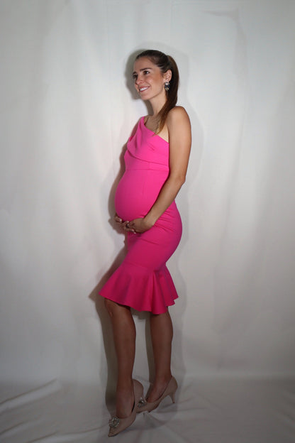 Vestido de maternidad María José rosa neón Ponti Roma recto