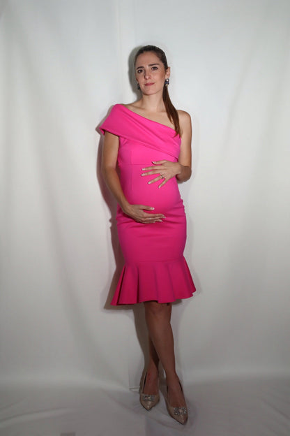 Vestido de maternidad María José rosa neón Ponti Roma recto