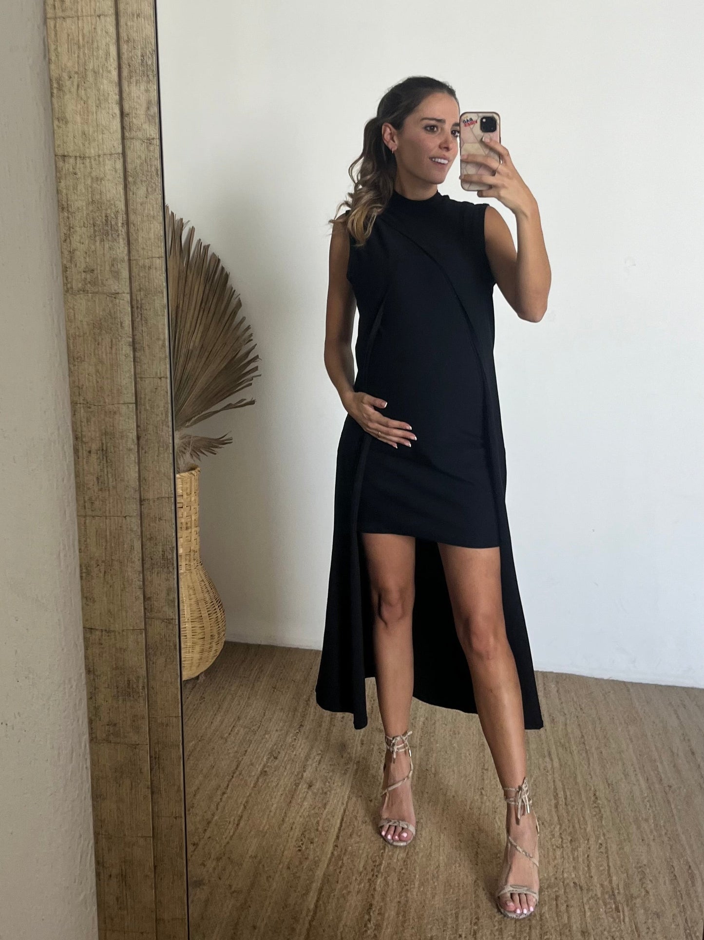 Vestido Elena algodon negro de maternidad