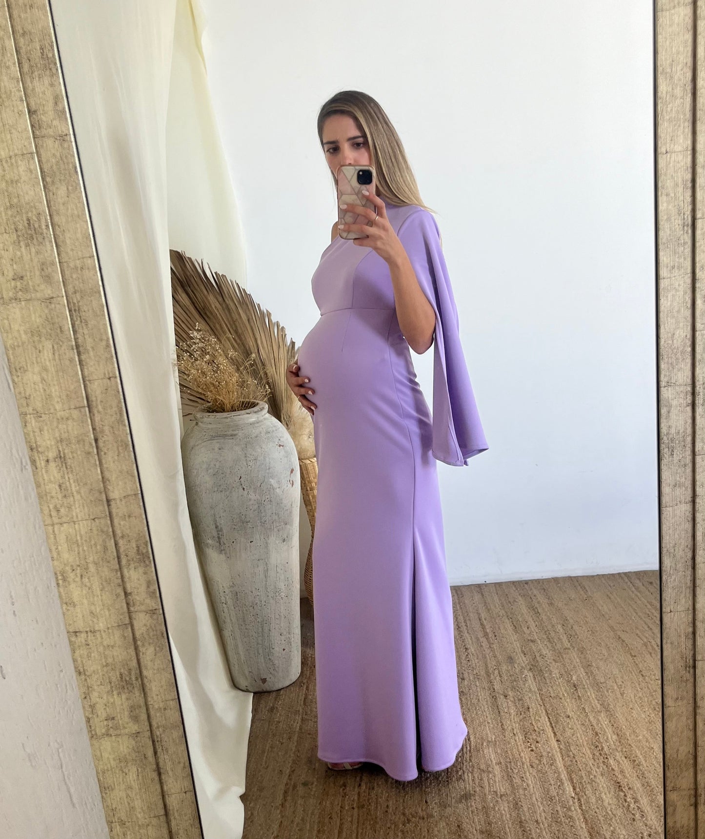 Vestido de maternidad Carola, lila largo neopreno