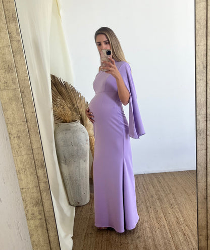 Vestido de maternidad Carola, lila largo neopreno