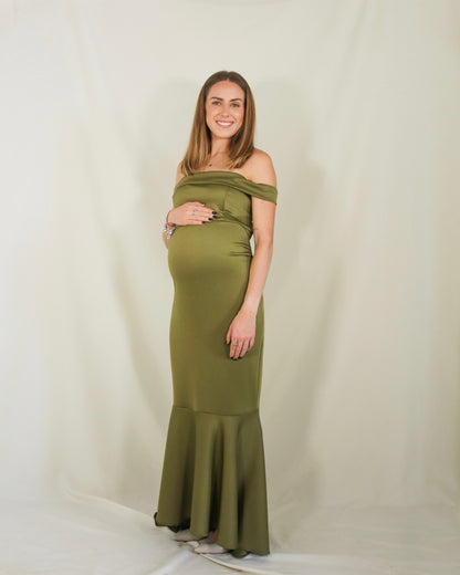 Vestido de maternidad Renata, verde olivo