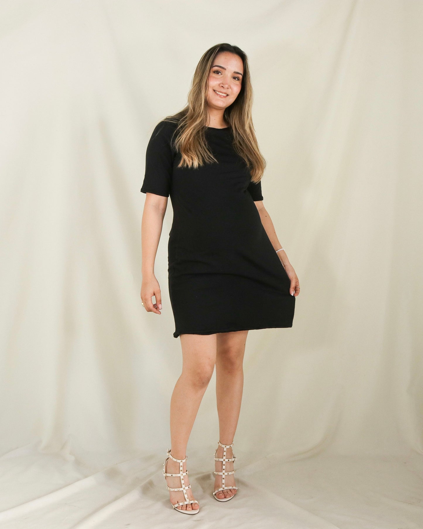 Vestido de maternidad y lactancia negro,  algodón Belinda