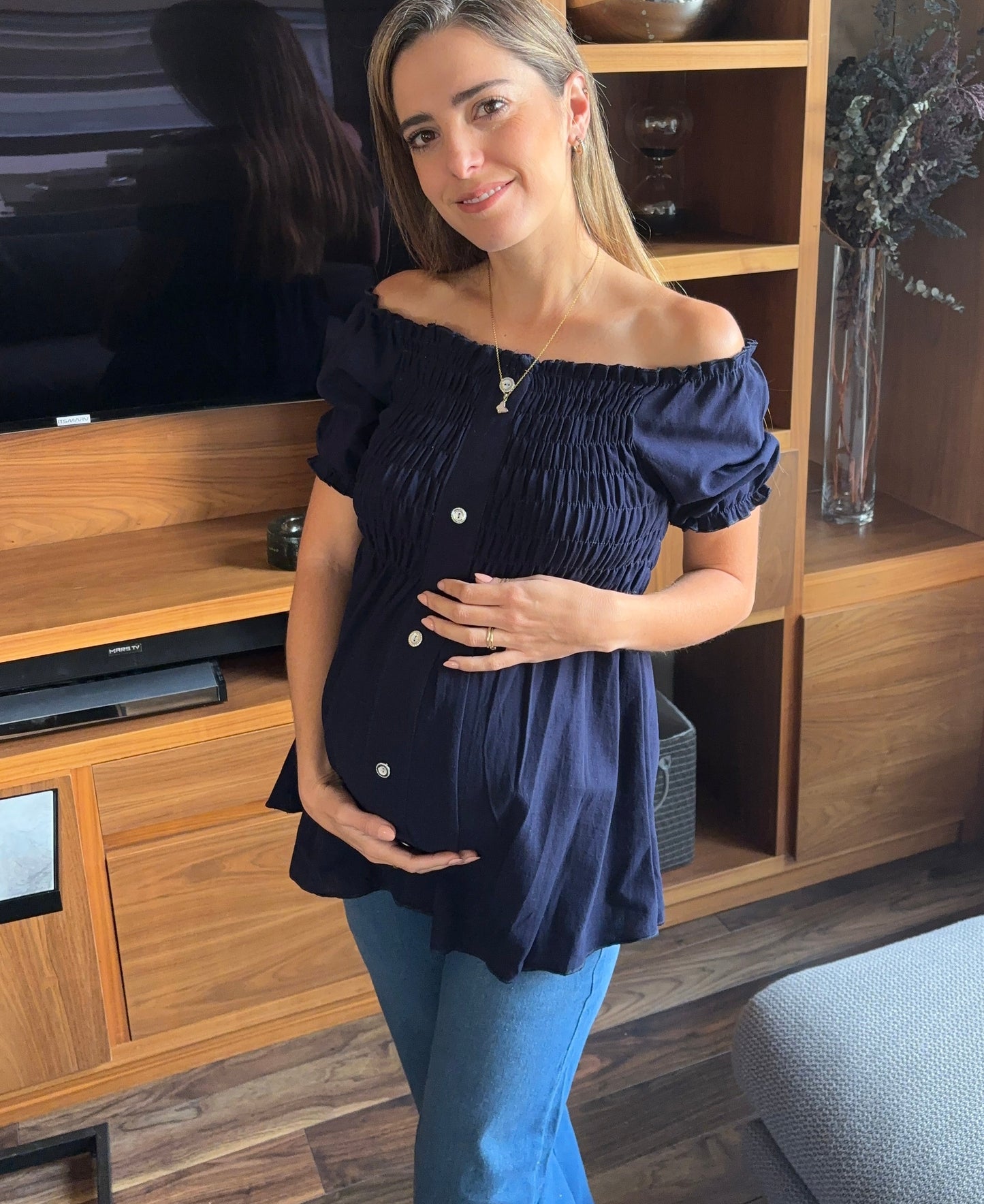 Blusa de maternidad strapless