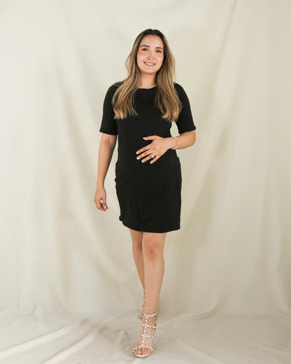 Vestido de maternidad y lactancia negro,  algodón Belinda