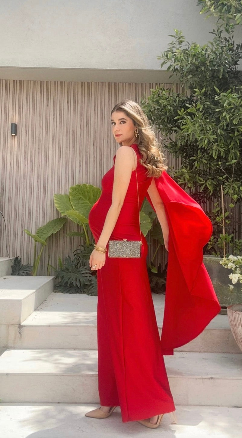 Vestido de maternidad Aida, rojo vivo
