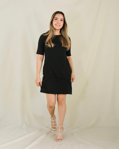 Vestido de maternidad y lactancia negro,  algodón Belinda