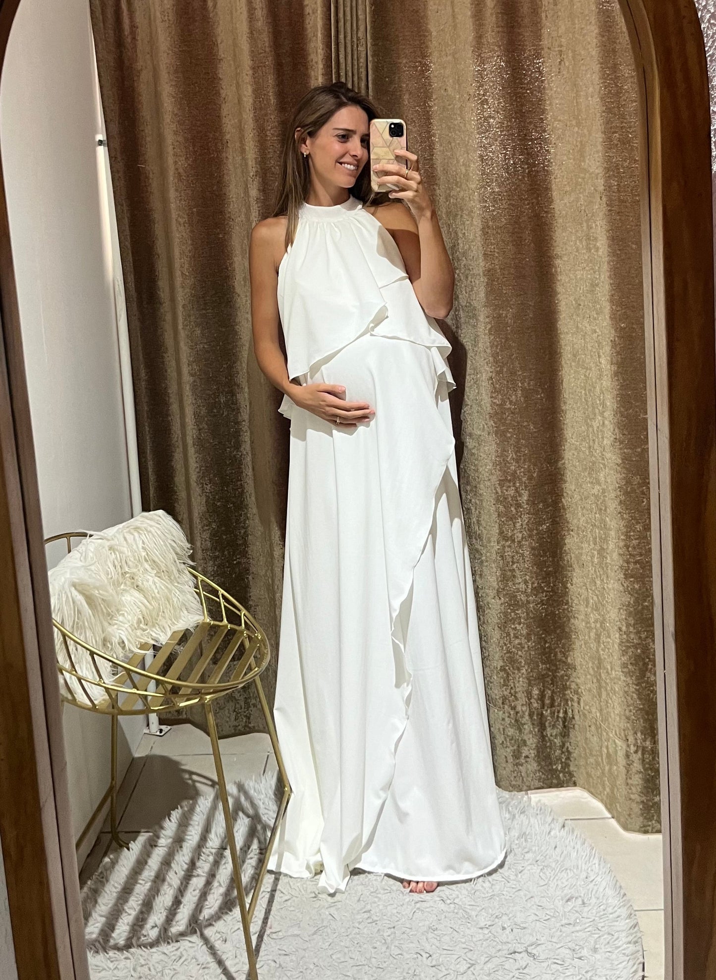 Vestido Ariel de maternidad y lactancia blanco blanco largo