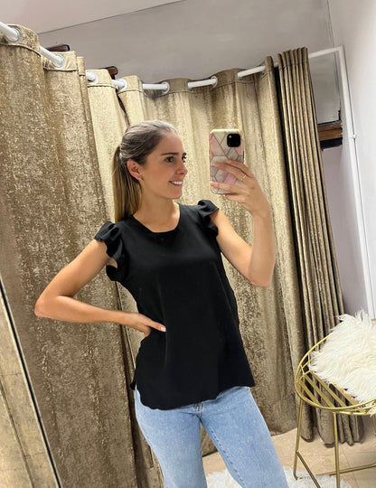 Blusa de lactancia Ruth, negra manga corta