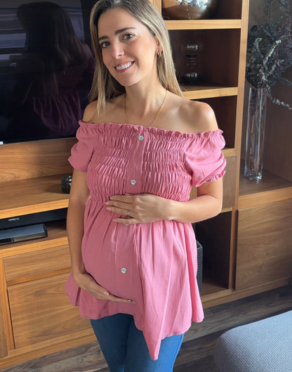 Blusa de maternidad strapless