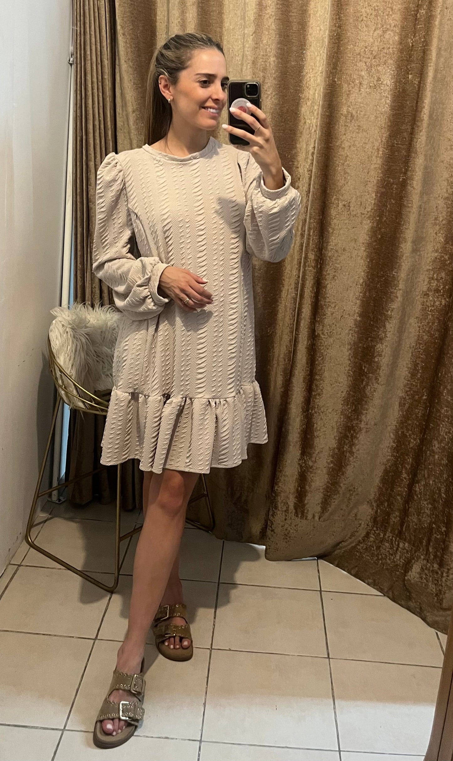Vestido maternidad y lactancia, Lourdes beige carrara