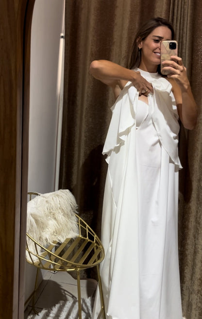 Vestido Ariel de maternidad y lactancia blanco blanco largo