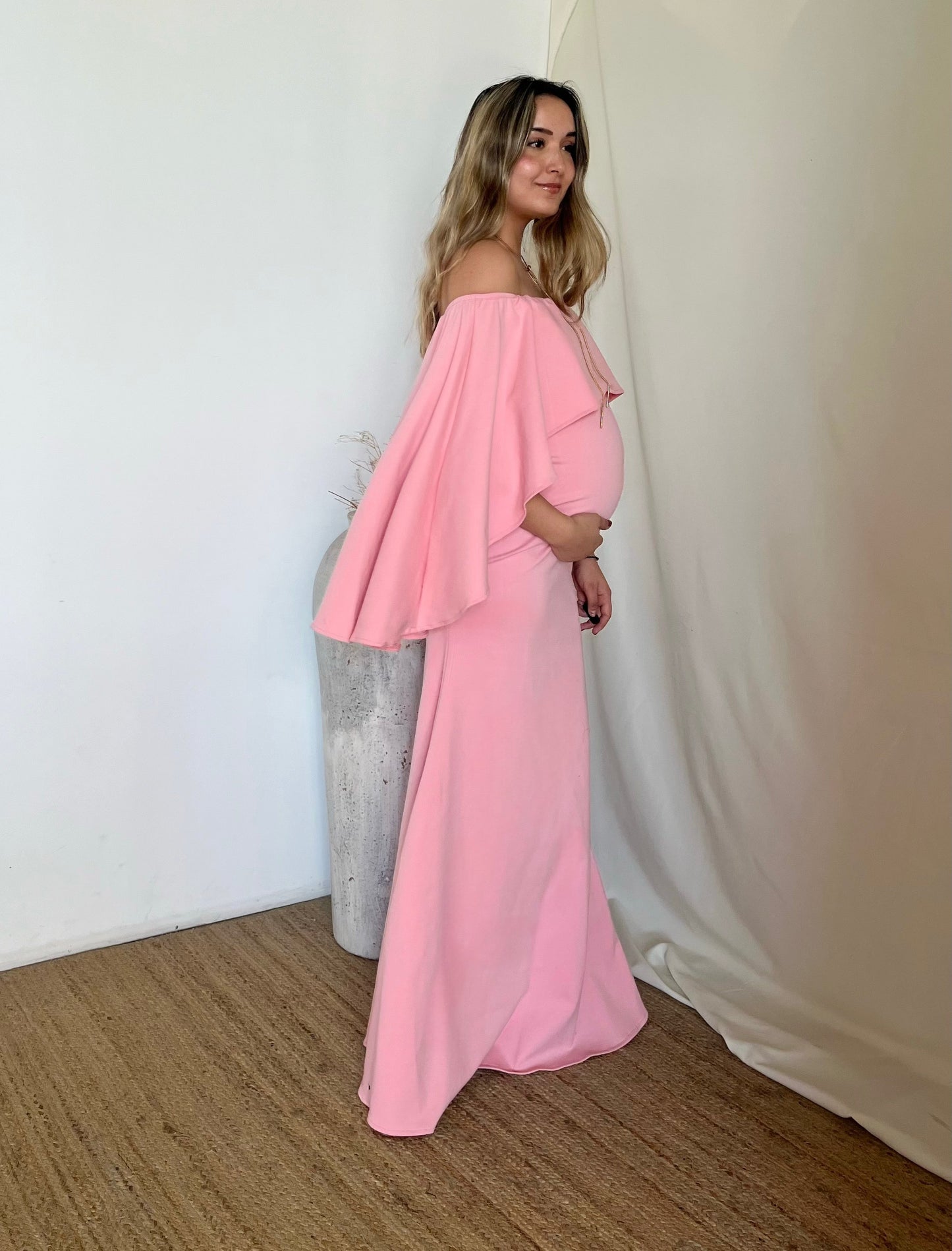 Vestido de maternidad Amparo, rosa claro licra