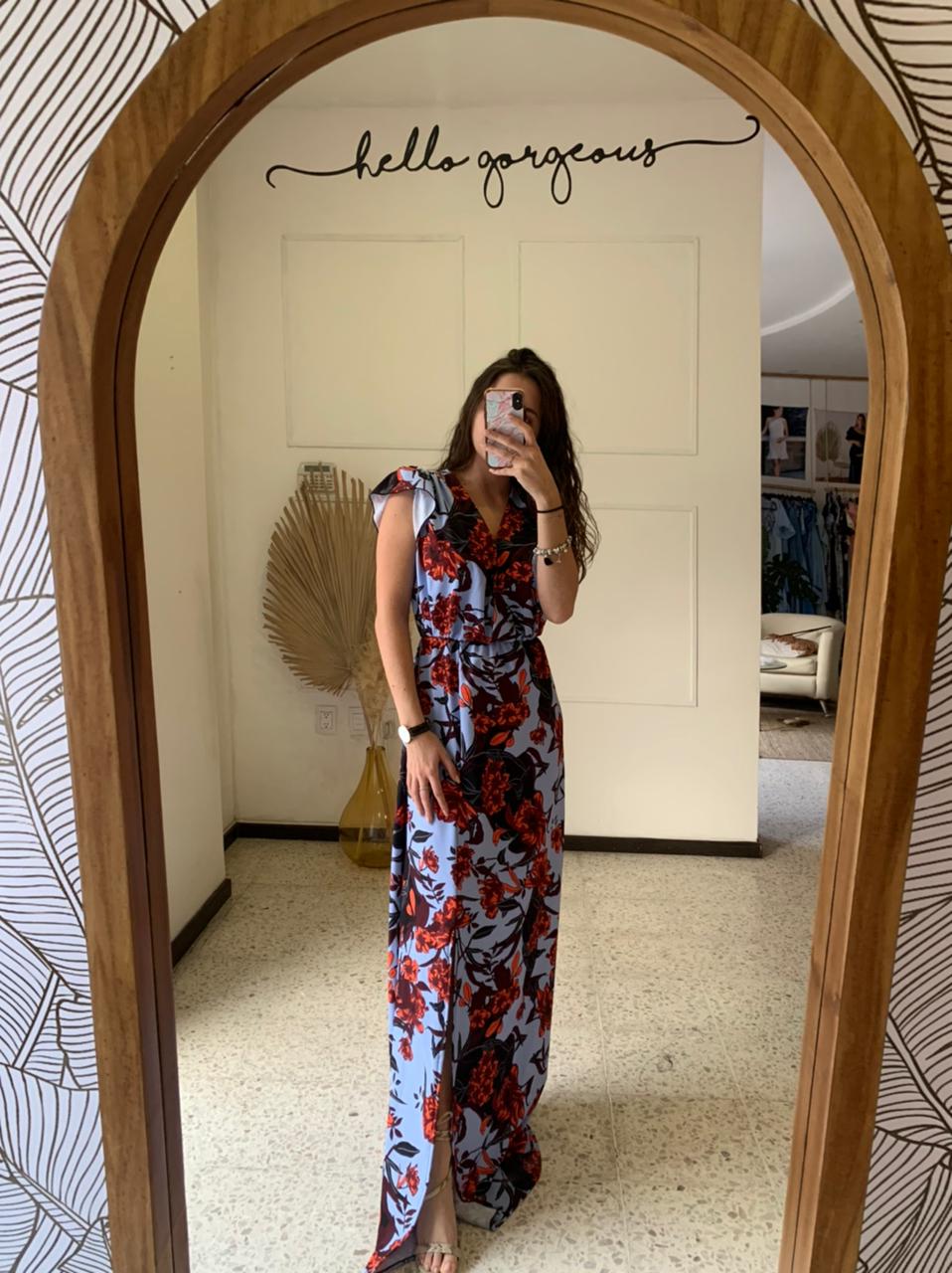 Vestido de lactancia, Zara/Love largo naranja con azul (CH-M-G-XG)
