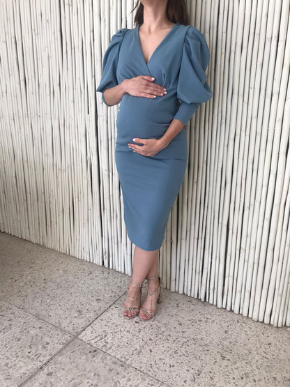 Vestido de maternidad y lactancia, yuridia azul vértigo