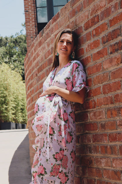 Vestido de maternidad, Ursula blanco con rosas